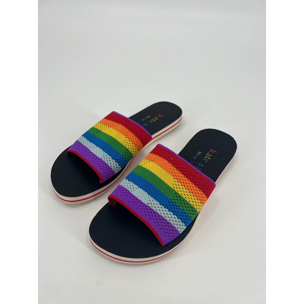 Kate Spade New York Spectrum Rainbow Knit Slide Sandals Womens 8B Multi Color